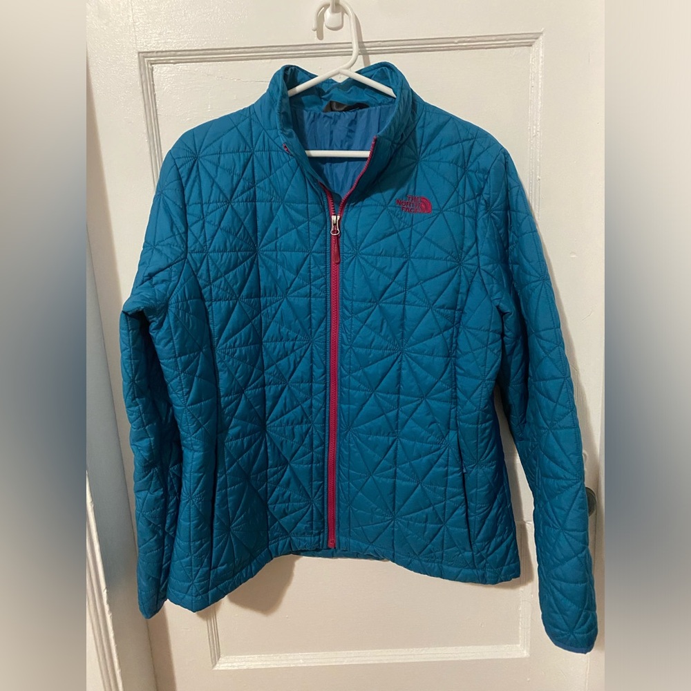 The North Face Blue Ski Jacket with Pink Accents